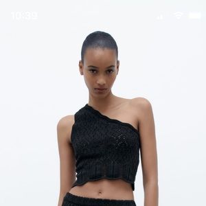 Pointelle knit top Zara